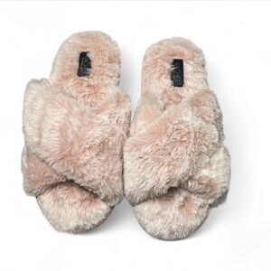 Nicole Miller Blush Faux Fur Slippers